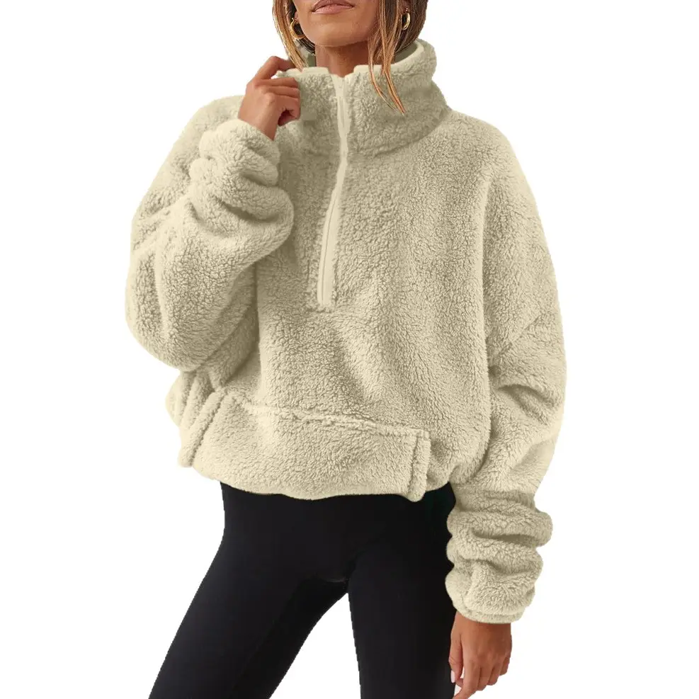 Women's Plush Fleece Half-Zip Jacket Grey