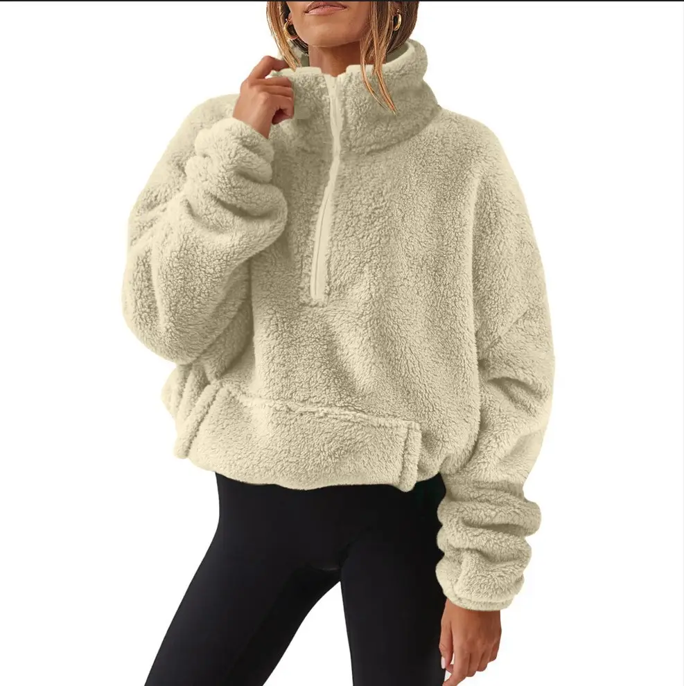 Women's Plush Fleece Half-Zip Jacket Grey