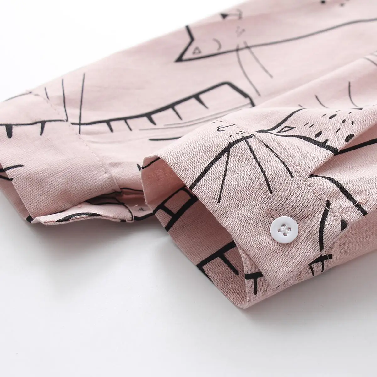 Vintage Cat Print Long Sleeve Women's Shirt — feature 13