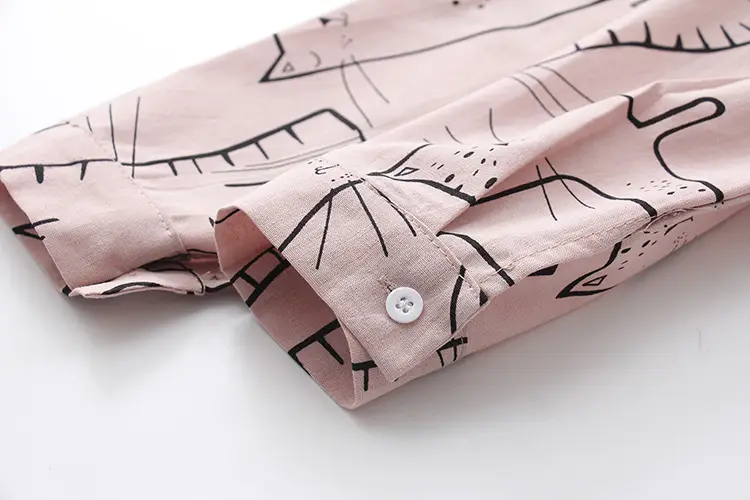 Vintage Cat Print Long Sleeve Women's Shirt — feature 16