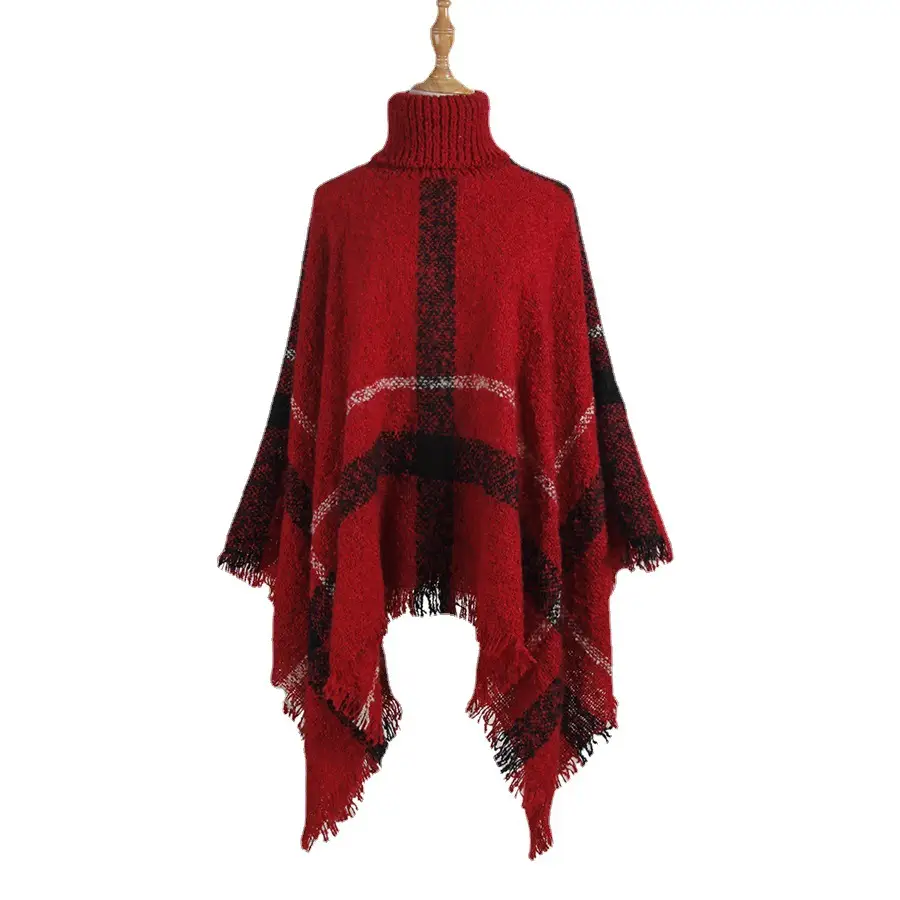 Women European Shawl White Red Black Tassel High Neck - Image 11