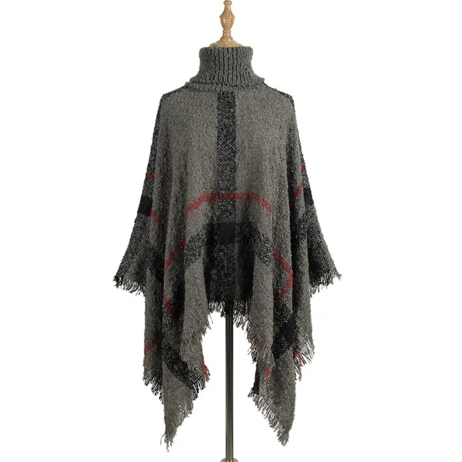Women European Shawl White Red Black Tassel High Neck - Image 2