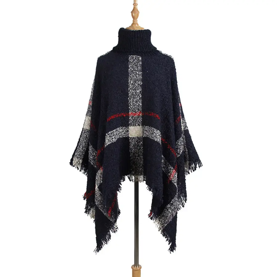 Women European Shawl White Red Black Tassel High Neck - Image 5