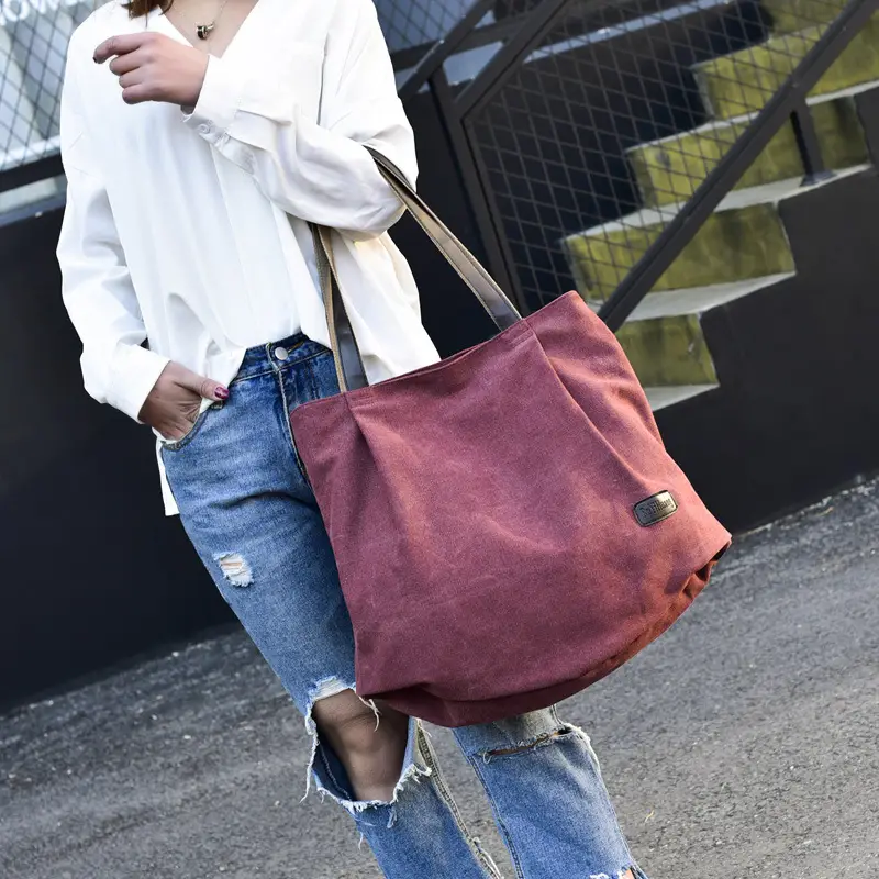 Women's Mori Style Canvas Shoulder Bag Large Capacity - Image 6