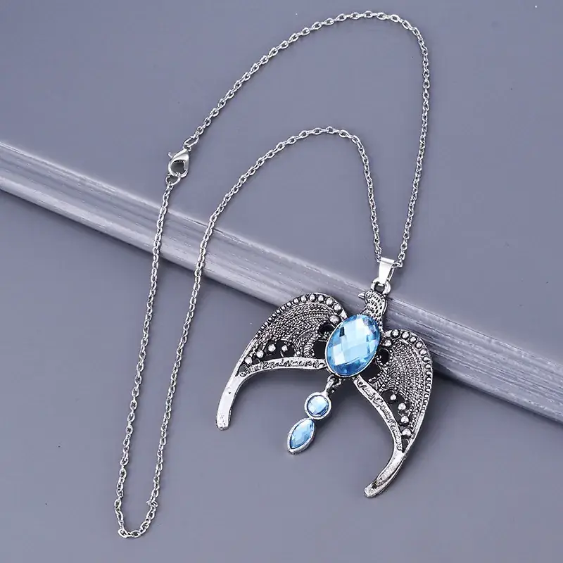 Harry Potter Horcrux Necklace Ravenclaw Lost Crown Academy of Magic Eagle Vintage Silver - Image 5