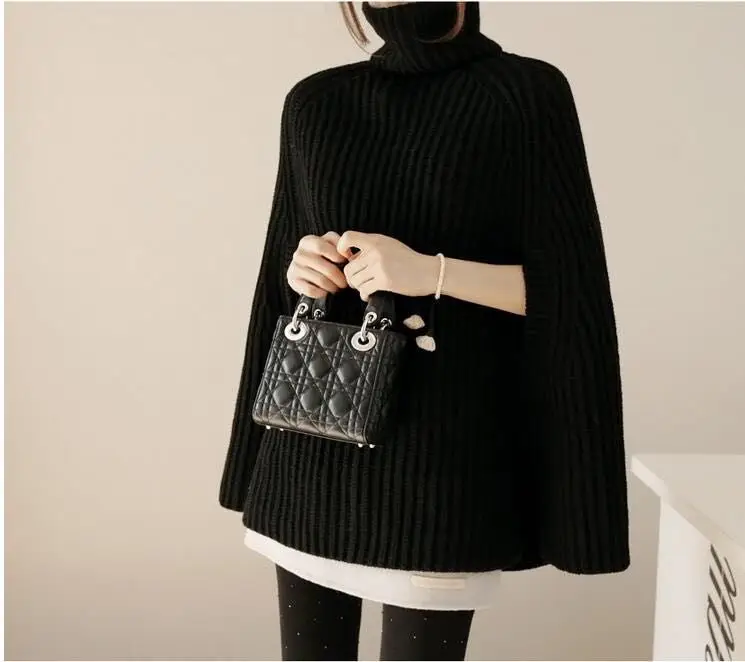 Turtleneck Sweater Coat Solid Beige with Belt