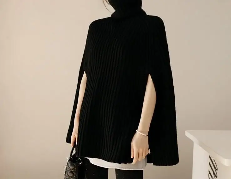 Turtleneck Sweater Coat Solid Beige with Belt