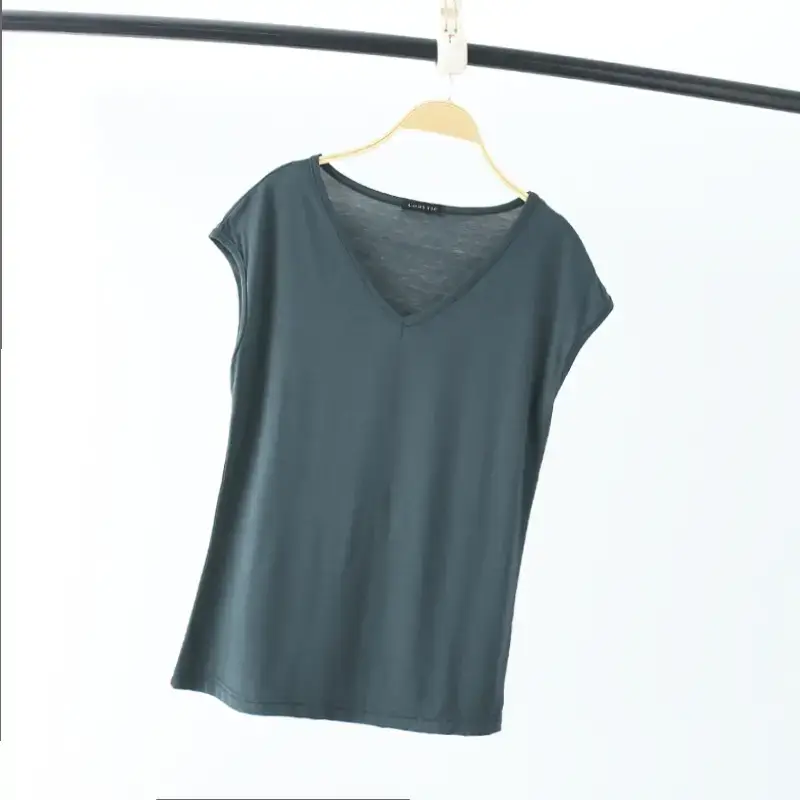 Women's White V-Neck Sleeveless T-Shirt 2026 - Image 6
