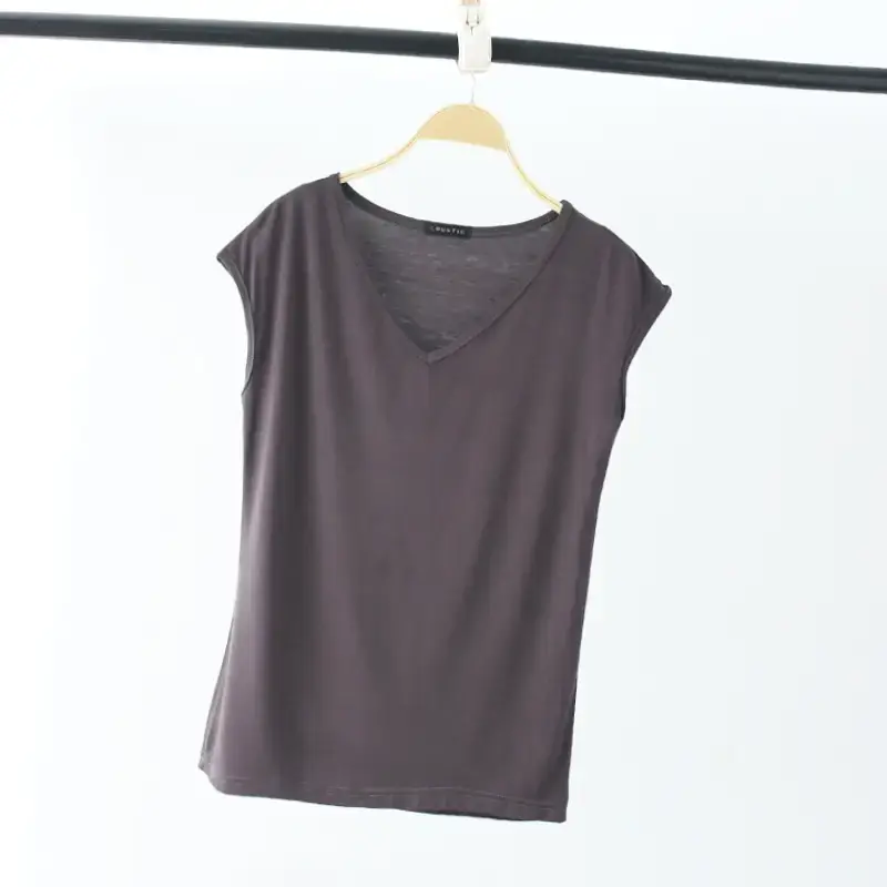 Women's White V-Neck Sleeveless T-Shirt 2026 - Image 7