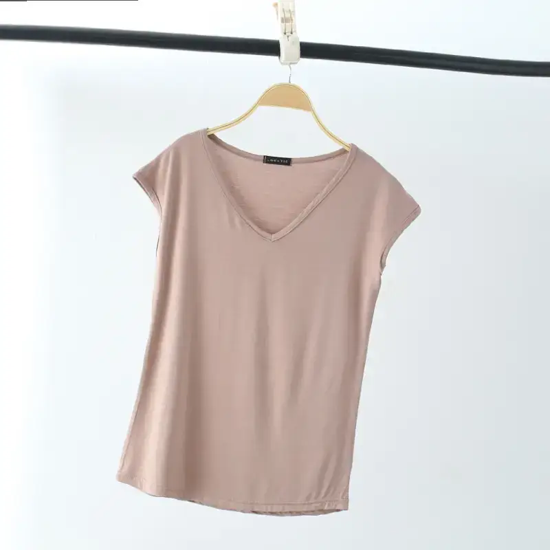 Women's White V-Neck Sleeveless T-Shirt 2026 - Image 9