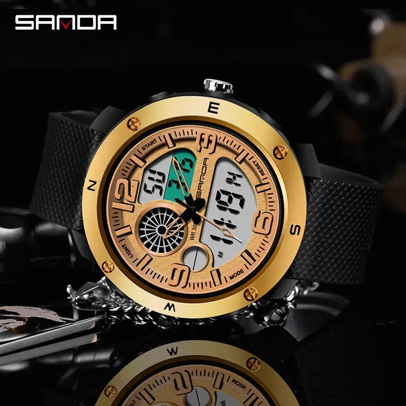 Sanda Men's Electronic Watch with Compass & Luminous Dial - Image 6