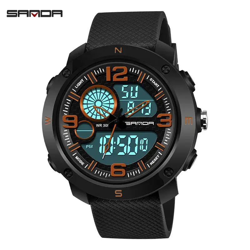 Sanda Men's Electronic Watch with Compass & Luminous Dial - Image 3