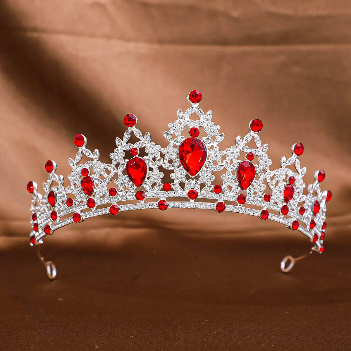 Pink Crystal Bridal Crown Headpiece for Women - Image 35