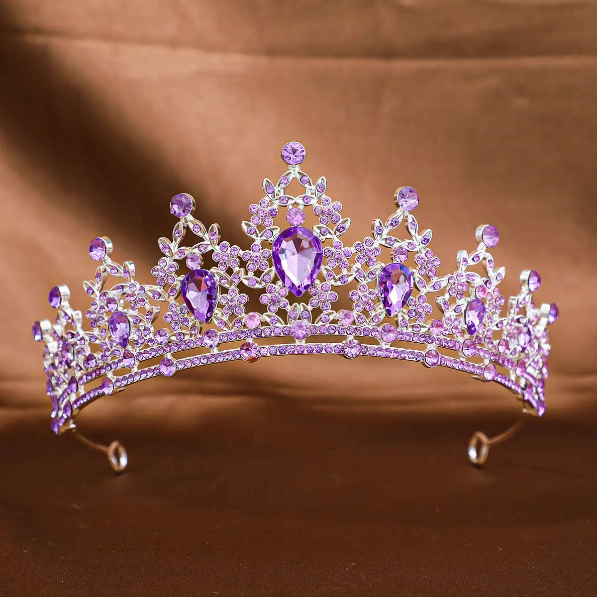 Pink Crystal Bridal Crown Headpiece for Women - Image 14