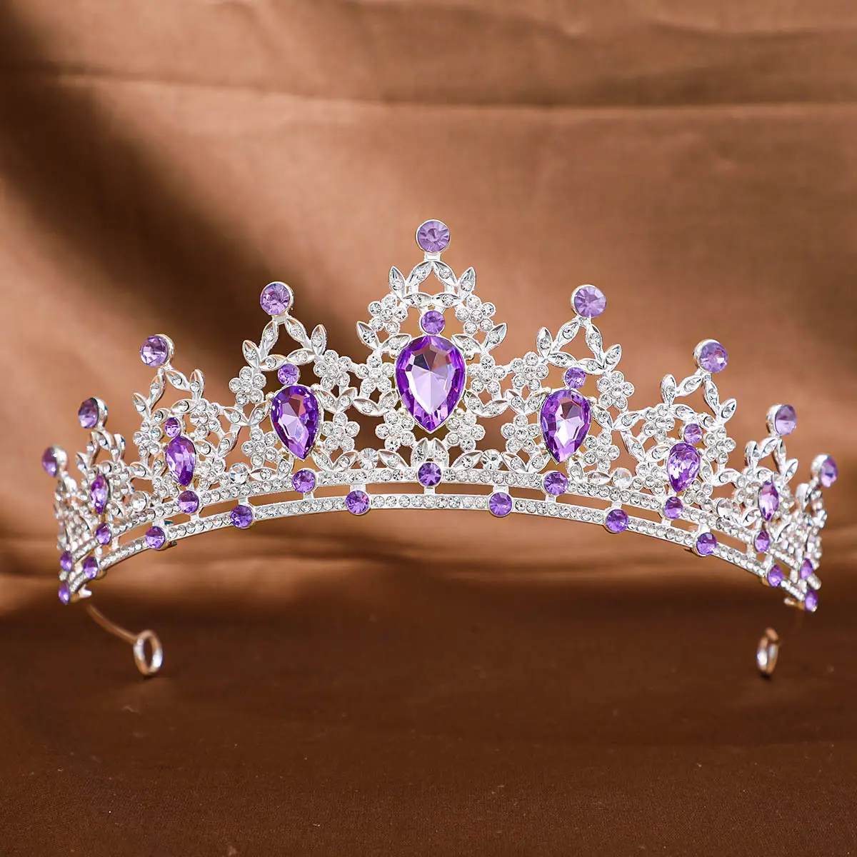 Pink Crystal Bridal Crown Headpiece for Women - Image 15