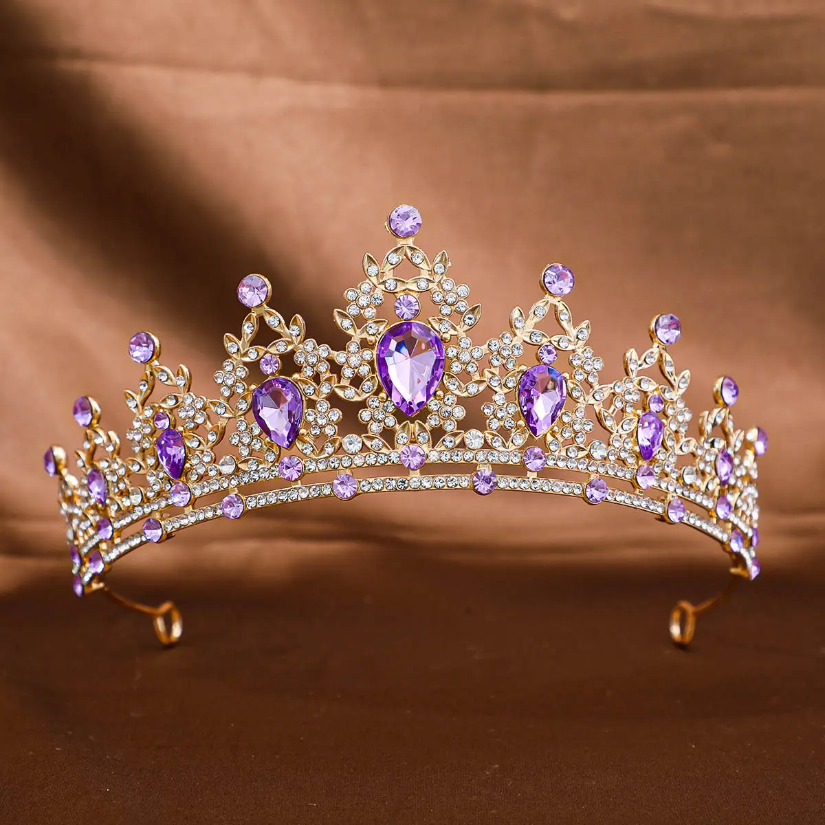 Pink Crystal Bridal Crown Headpiece for Women - Image 16
