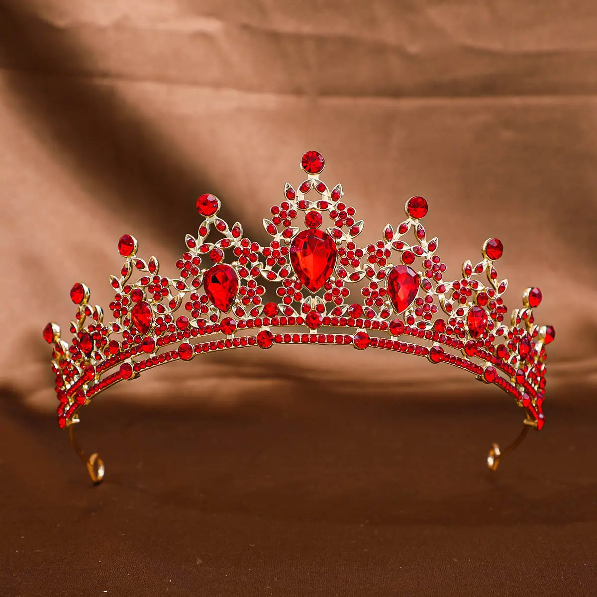 Pink Crystal Bridal Crown Headpiece for Women - Image 17