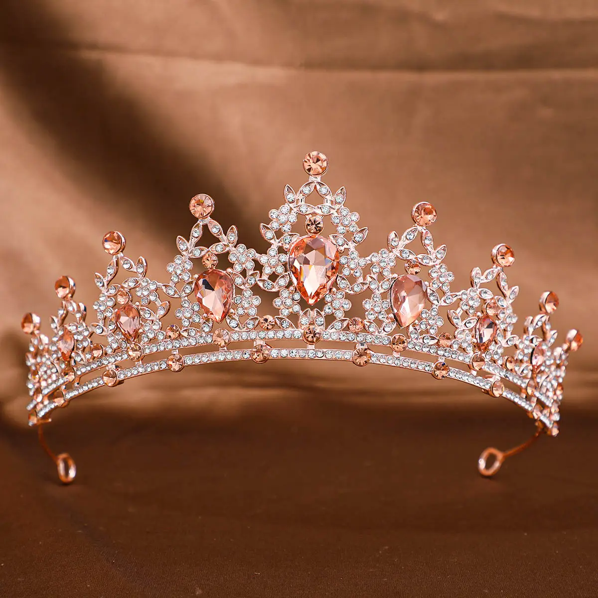 Pink Crystal Bridal Crown Headpiece for Women - Image 26