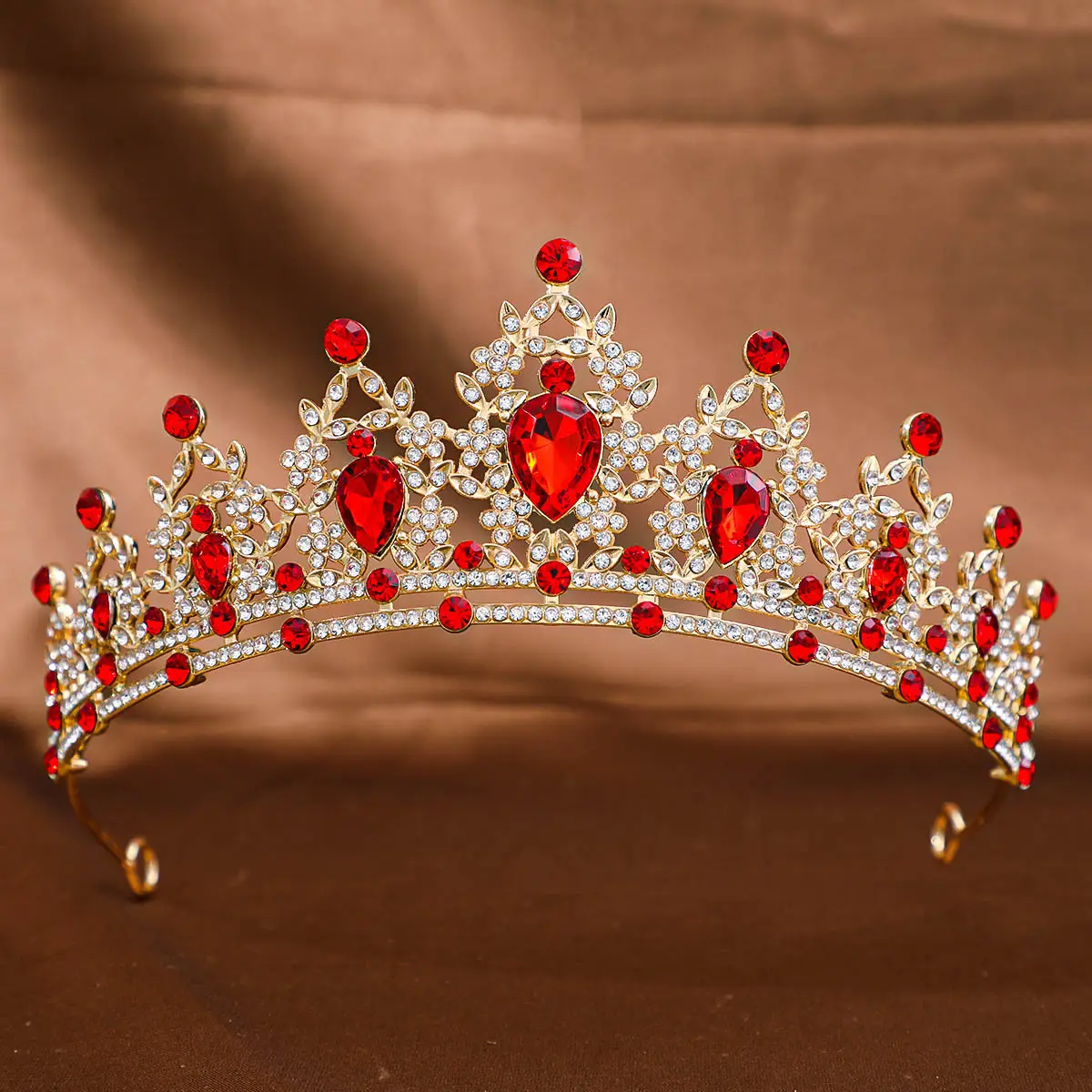 Pink Crystal Bridal Crown Headpiece for Women - Image 5