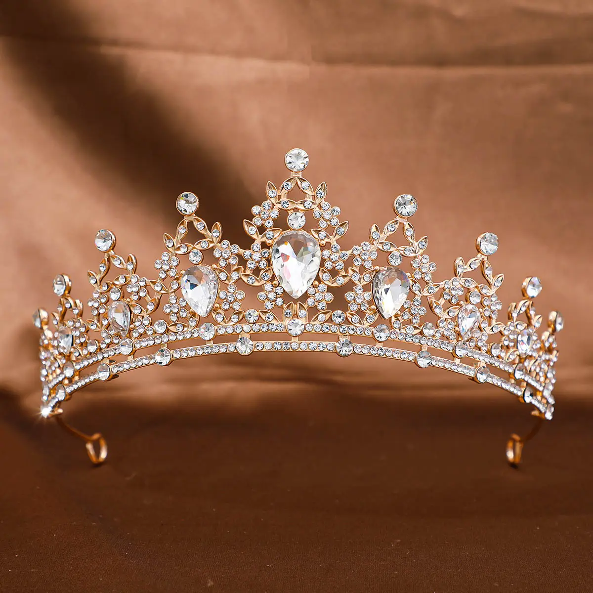 Pink Crystal Bridal Crown Headpiece for Women - Image 6