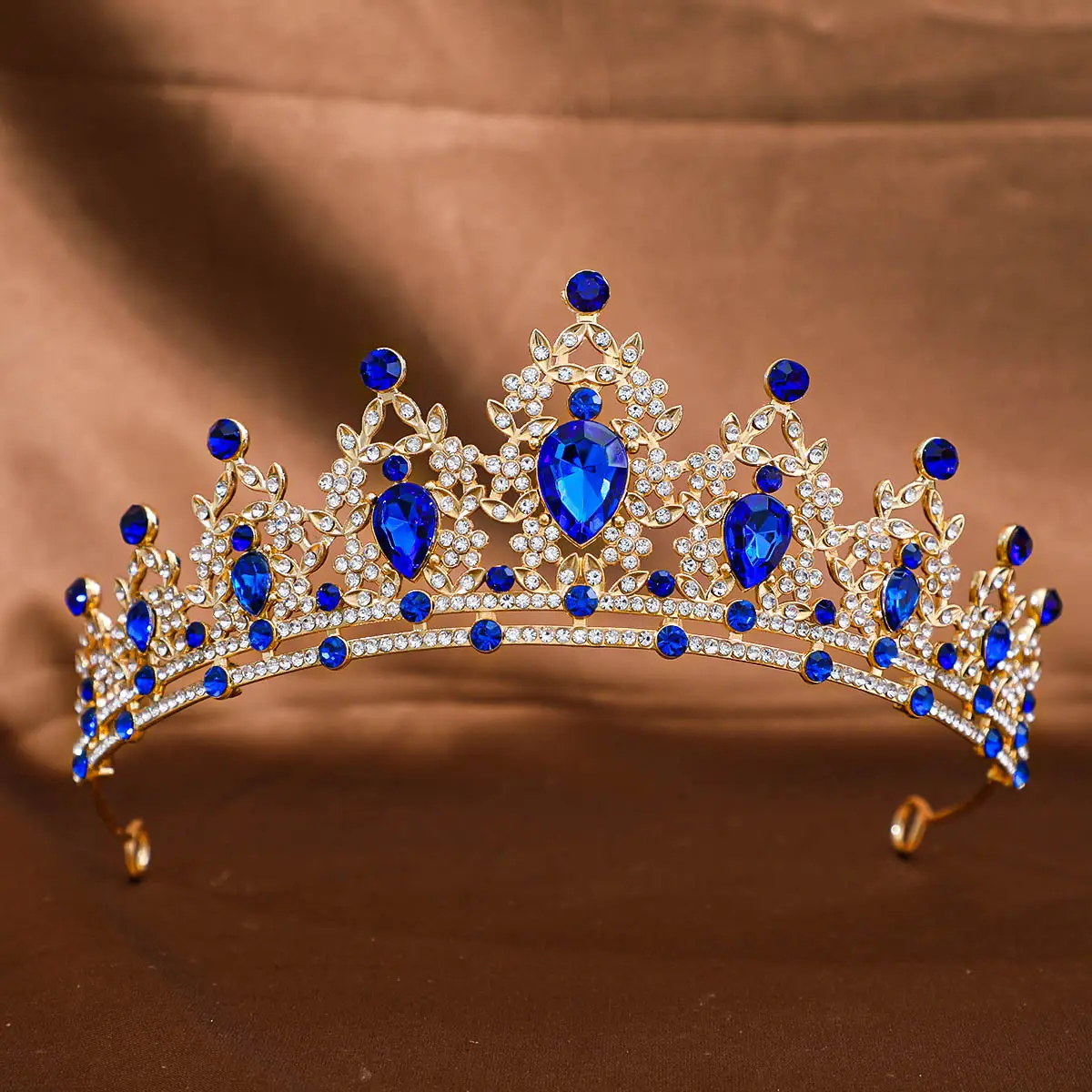 Pink Crystal Bridal Crown Headpiece for Women - Image 8