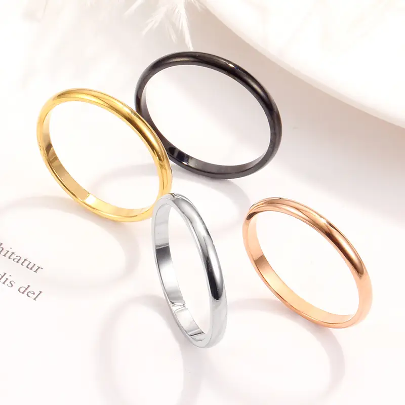 Titanium Steel Couple Rings Rose Gold Silver Black 18K Plated - Image 2