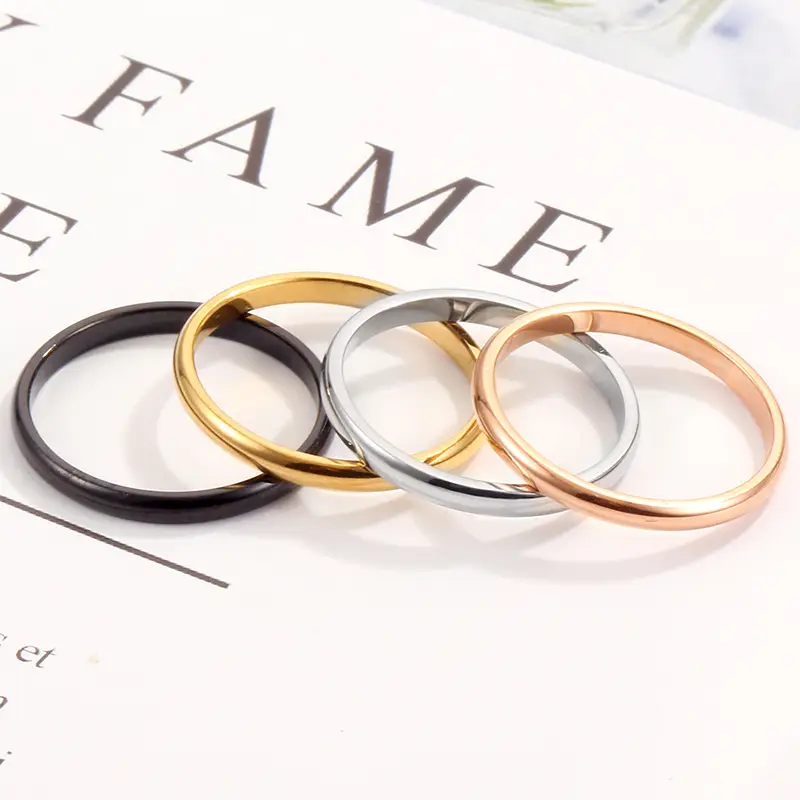 Titanium Steel Couple Rings Rose Gold Silver Black 18K Plated - Image 3