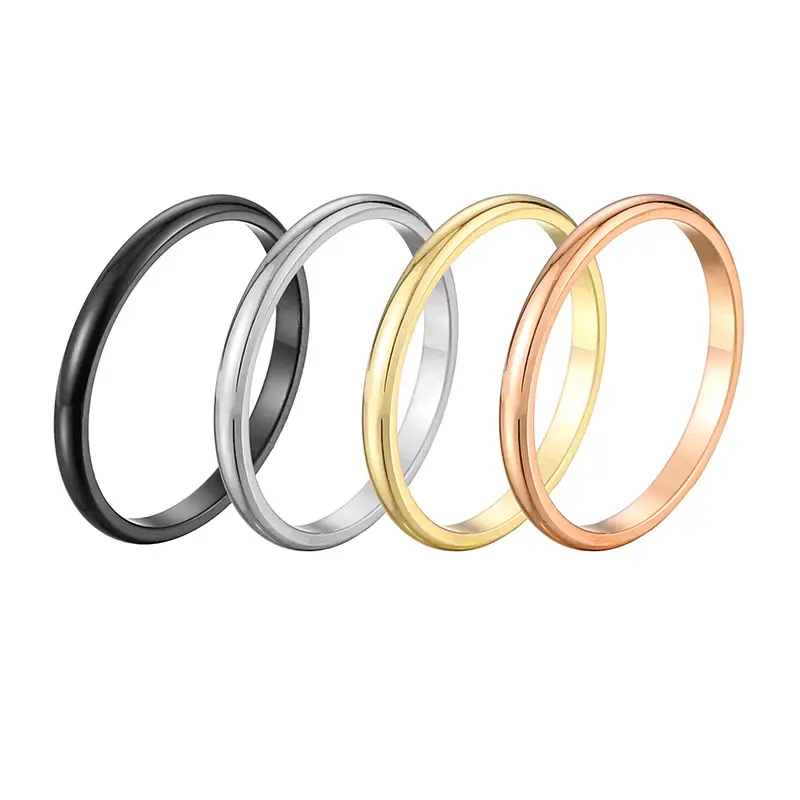 Titanium Steel Couple Rings Rose Gold Silver Black 18K Plated - Image 5