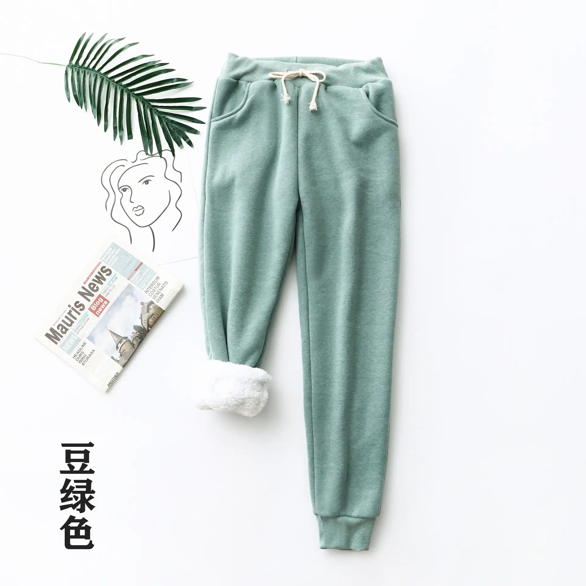 Women's Pink Cashmere Cotton Sweatpants Plus Size - Image 10