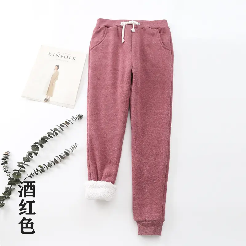 Women's Pink Cashmere Cotton Sweatpants Plus Size - Image 25