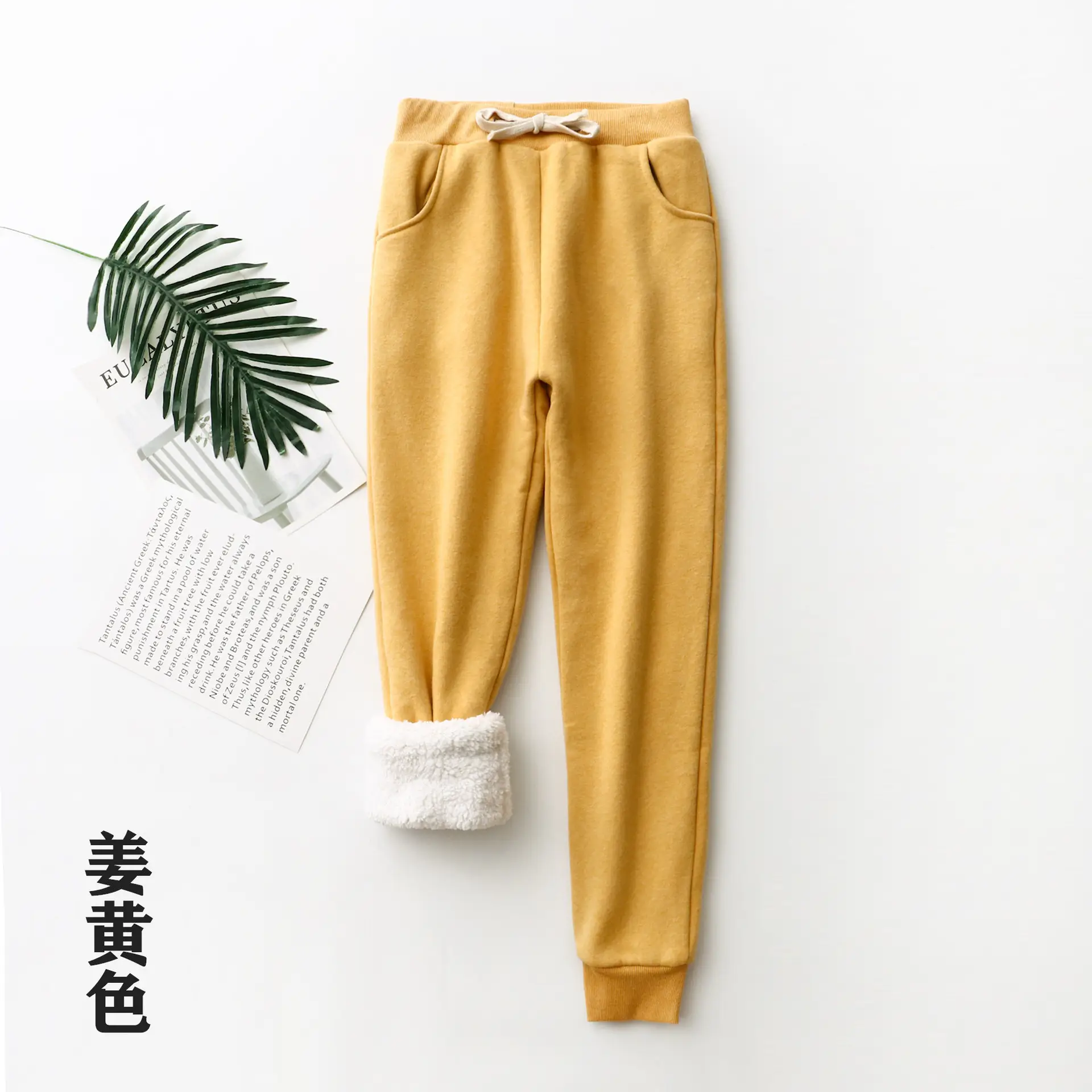 Women's Pink Cashmere Cotton Sweatpants Plus Size - Image 9