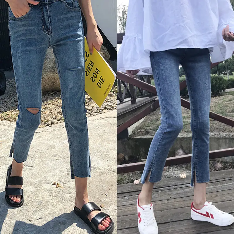 Maternity Jeans Women Spring Fall 2025 New Elastic Small Straight Slim Nine Point Pants - Image 2