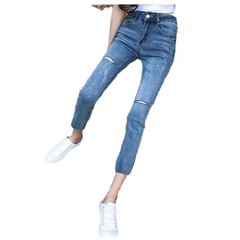 Maternity Jeans Women Spring Fall 2025 New Elastic Small Straight Slim Nine Point Pants - Image 5