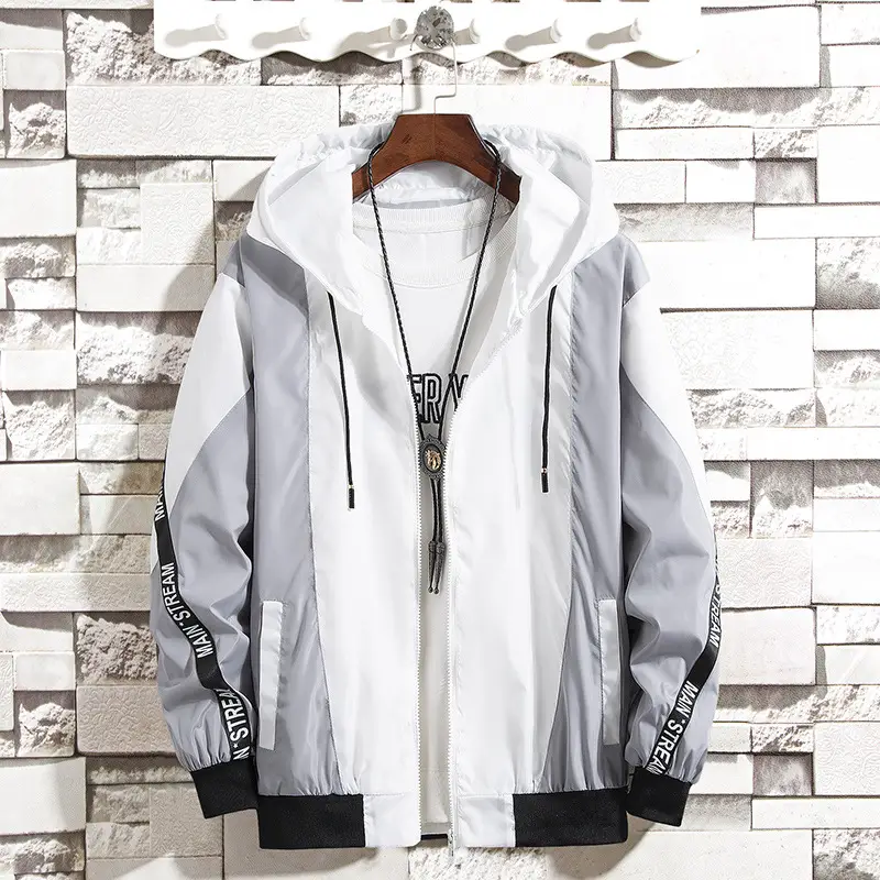 2025 Men's Korean Style White Black Hoodie Jacket - Image 9