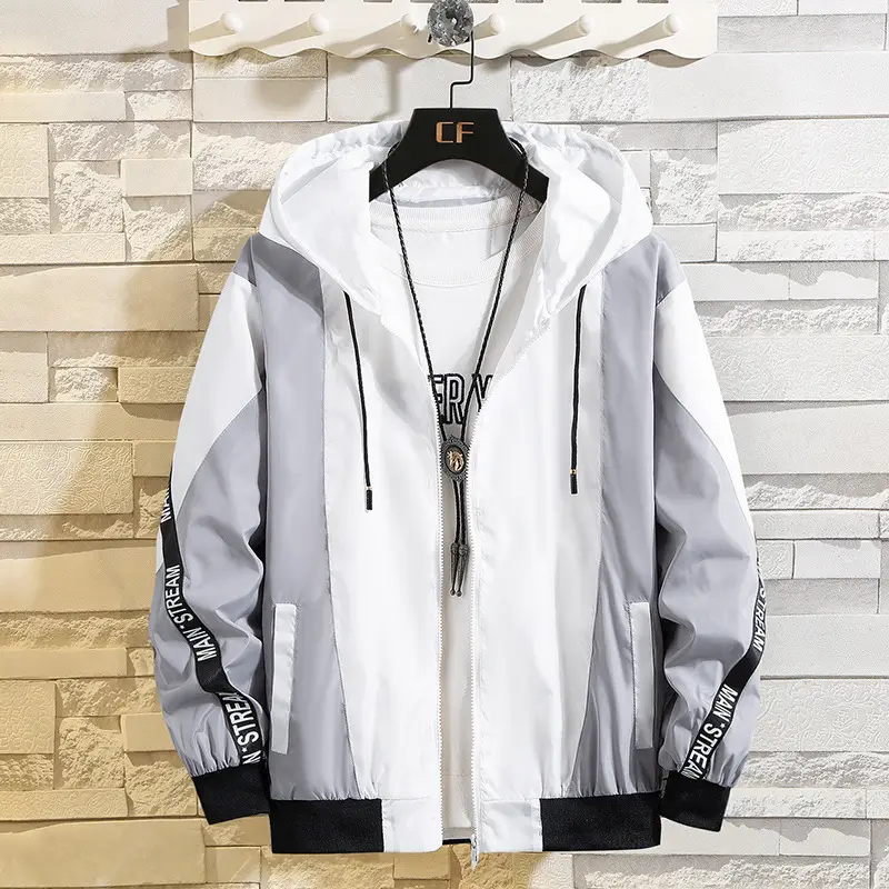 2025 Men's Korean Style White Black Hoodie Jacket - Image 2