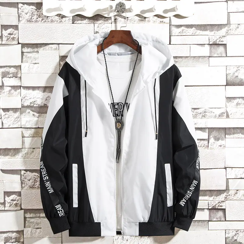 2025 Men's Korean Style White Black Hoodie Jacket - Image 3