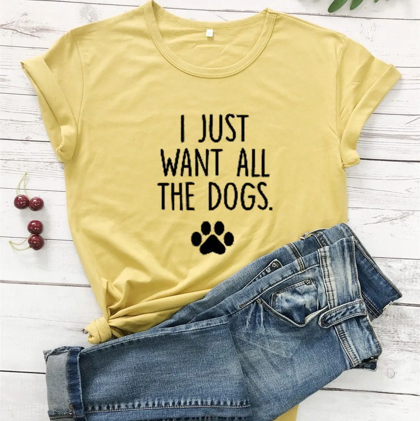 Pink T-Shirt with "I Just Want All the Dogs" Design