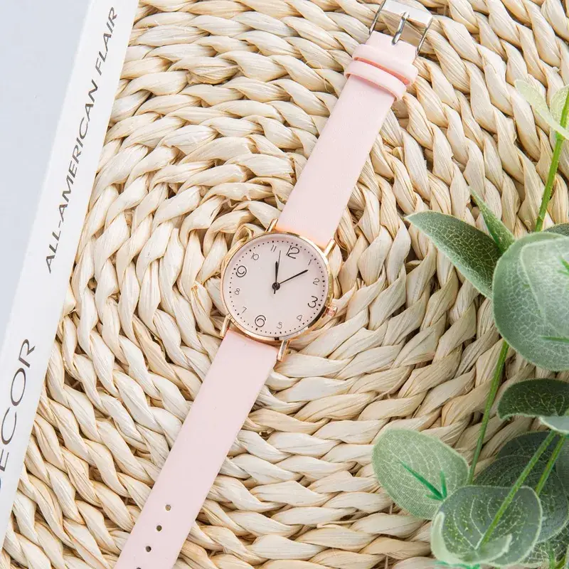 Women's White Rose Gold Analog Watch with Light Belt Strap - Image 9