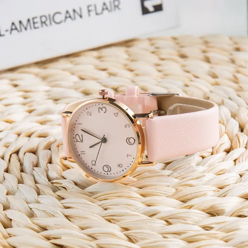 Women's White Rose Gold Analog Watch with Light Belt Strap - Image 10