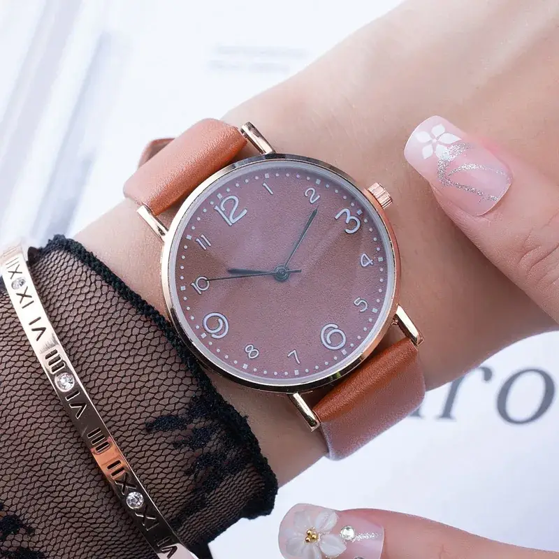 Women's White Rose Gold Analog Watch with Light Belt Strap - Image 5