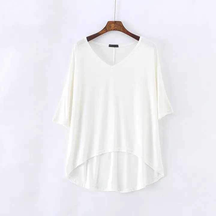2023 V-Neck Loose T-Shirt Gray Plus Size - Image 11