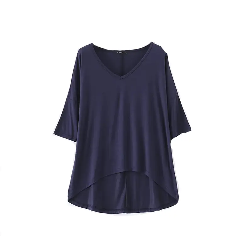 2023 V-Neck Loose T-Shirt Gray Plus Size - Image 13