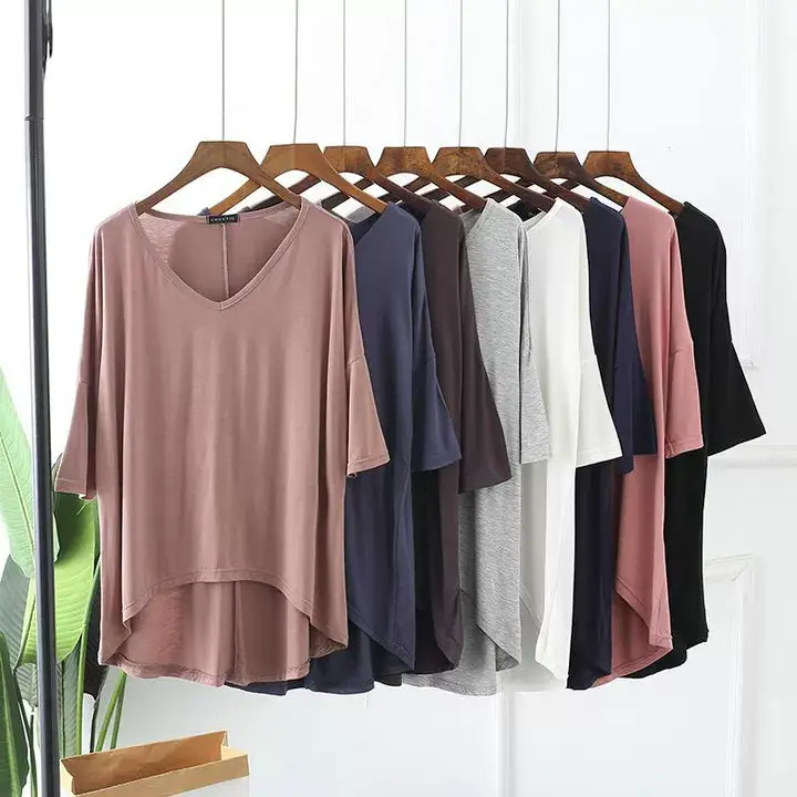 2023 V-Neck Loose T-Shirt Gray Plus Size — feature 15