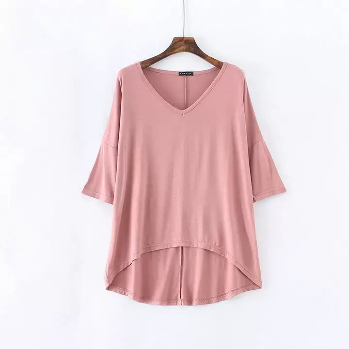 2023 V-Neck Loose T-Shirt Gray Plus Size — feature 17