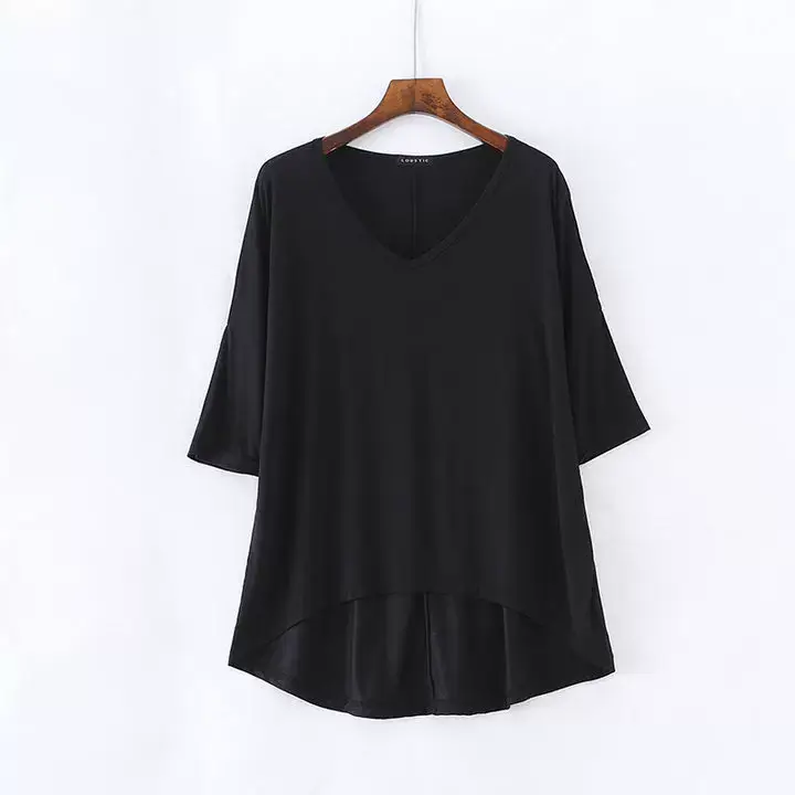 2023 V-Neck Loose T-Shirt Gray Plus Size — feature 20