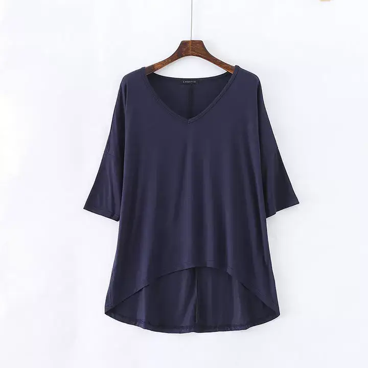 2023 V-Neck Loose T-Shirt Gray Plus Size — feature 21