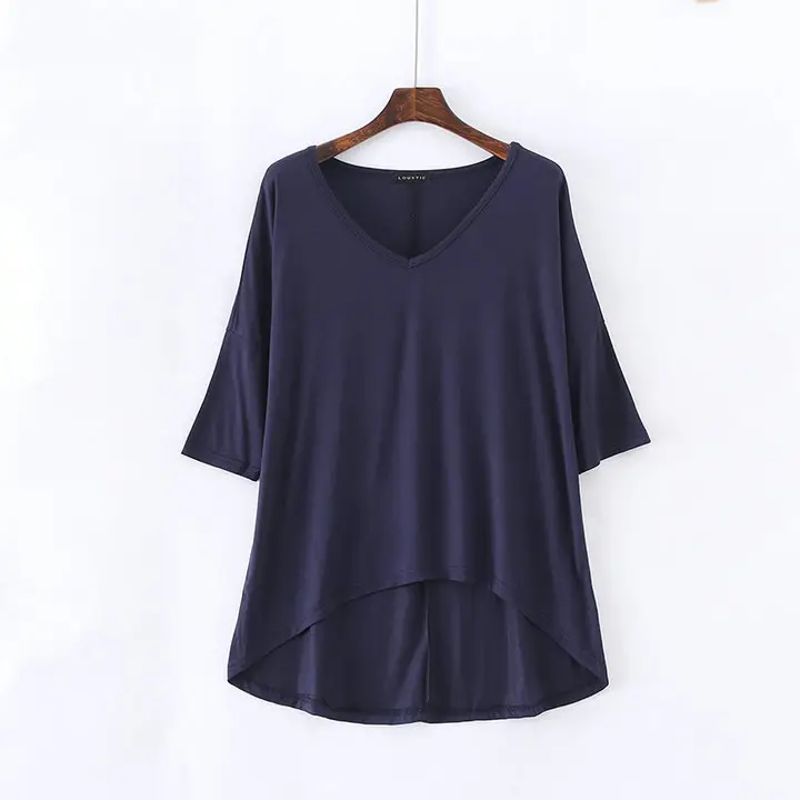 2023 V-Neck Loose T-Shirt Gray Plus Size - Image 8
