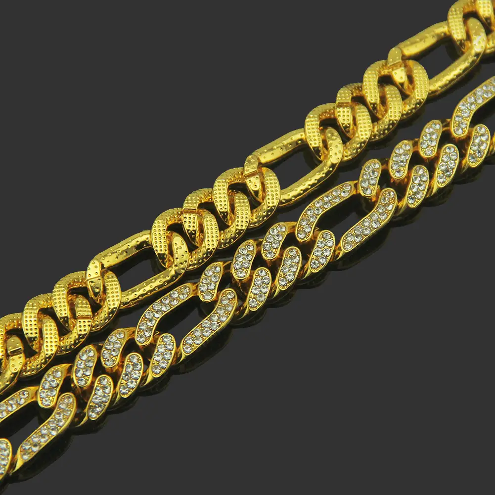 Gold Diamond Chain Necklace for Men European American Hip Hop Style
