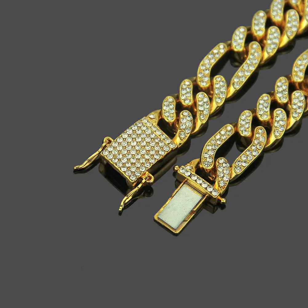 Gold Diamond Chain Necklace for Men European American Hip Hop Style