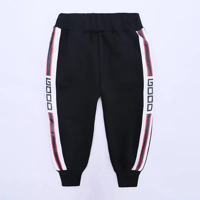 Boys Grey Fleece Sweatpants Side Stripes 2025 Winter - Image 5